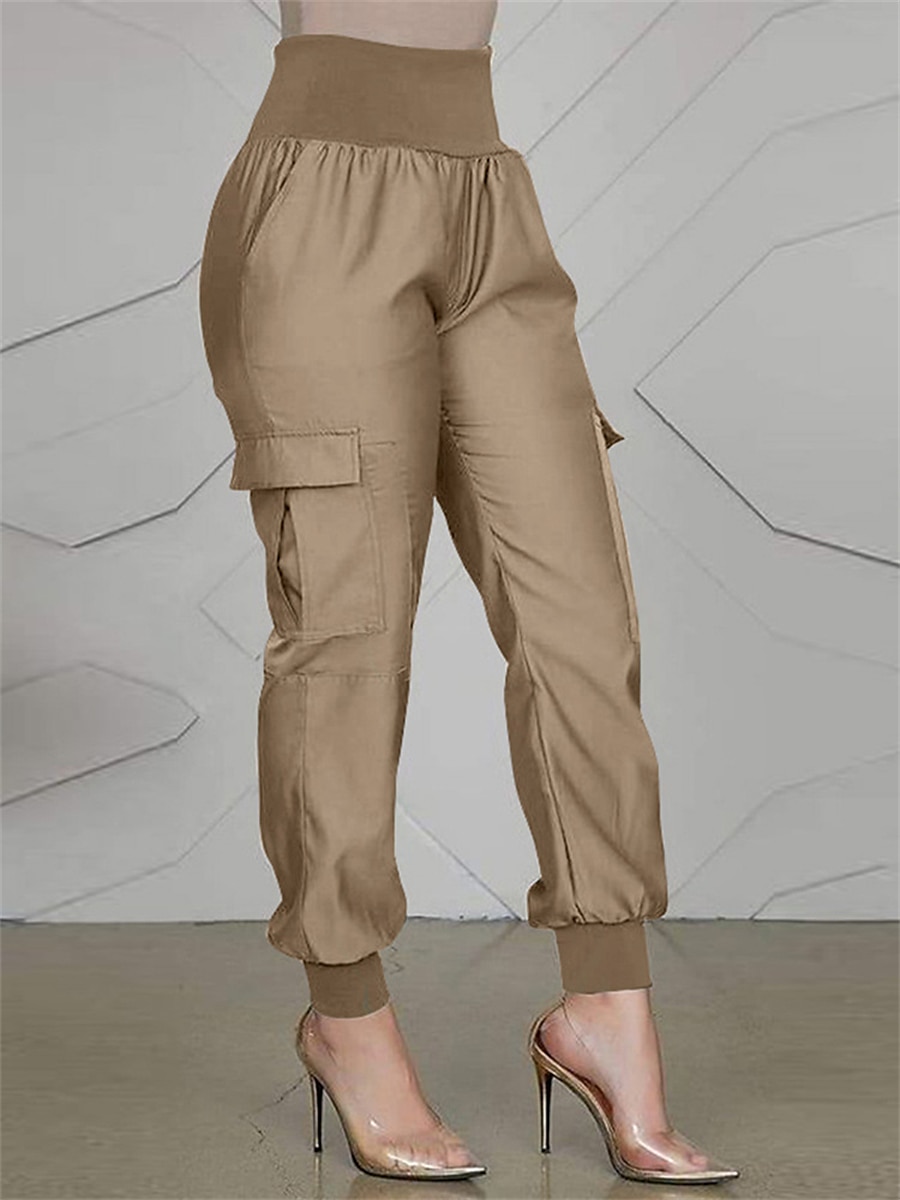 Women's Cargo Pants Pants Trousers Full Length Micro-elastic High Waist  Fashion Streetwear Street Daily Black khaki S M Fall Winter 2024 - $29.99