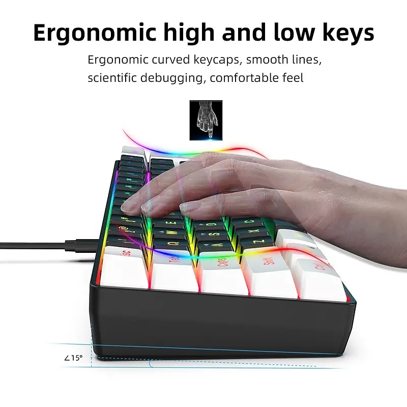 2025年 有線ゲーミングキーボード小型 rgb バックライト付き膜ゲーミングキーボード超コンパクトミニ防水キーボード pc コンピュータゲーマー  コレクション – $39.99 –P5