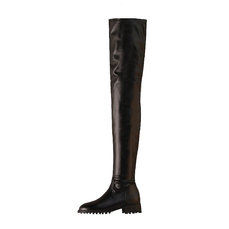 Botas de piel sintética por encima de la rodilla para mujer: botas altas hasta el muslo con tacón grueso para usar a la moda en otoño e invierno 2026 - $69.99 –P8