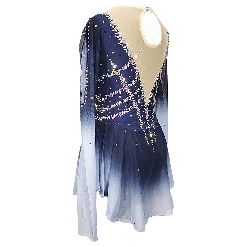Rochie de Patinaj Artistic Pentru femei Fete Πατινάζ στο πάγο Rochii Albastru+Albastru Deschis Peteci Deschide Înapoi Plasă Spandex Strech Antrenament Profesional Competiție Ținută Patinaj Cristale 2025 - $165.99 –P5