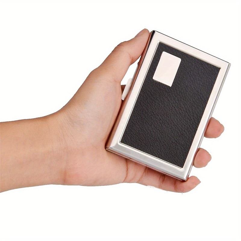 RFID Credit Card Holder Men Wallet Short Purse Stainless Steel And Leather Card Wallet 2025 - $8.99 –P9