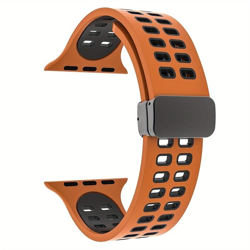 Bracelets de montre intelligente pour Apple Watch 44 mm 40 mm 49 mm 38 mm 45 mm 41 mm 42 mm bracelet en silicone bicolore sport pour femme + bracelet de remplacement à fermoir en D magnétique pour de 2025 ? $13.99 –P12