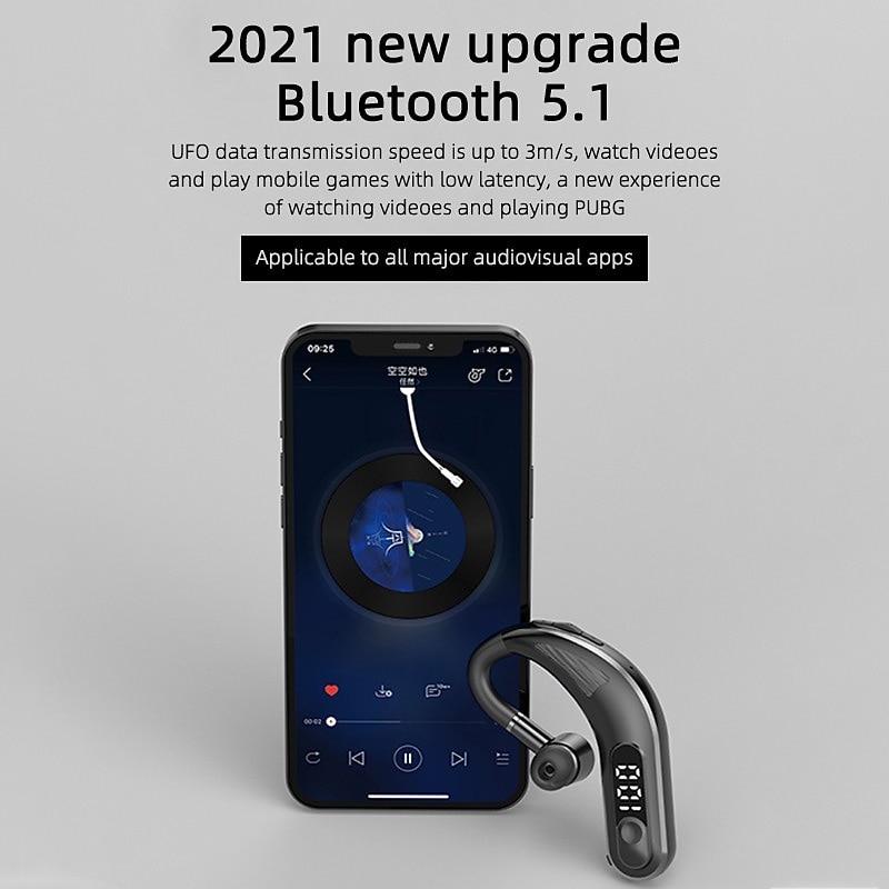 Painless Wear Earhook Bluetooth Earphone Handsfree Wireless Bluetooth Headset Stereo In-Ear Headphone with Mic for Business Driver Trucker Hand-free Calling 2025 - $16.99 –P7
