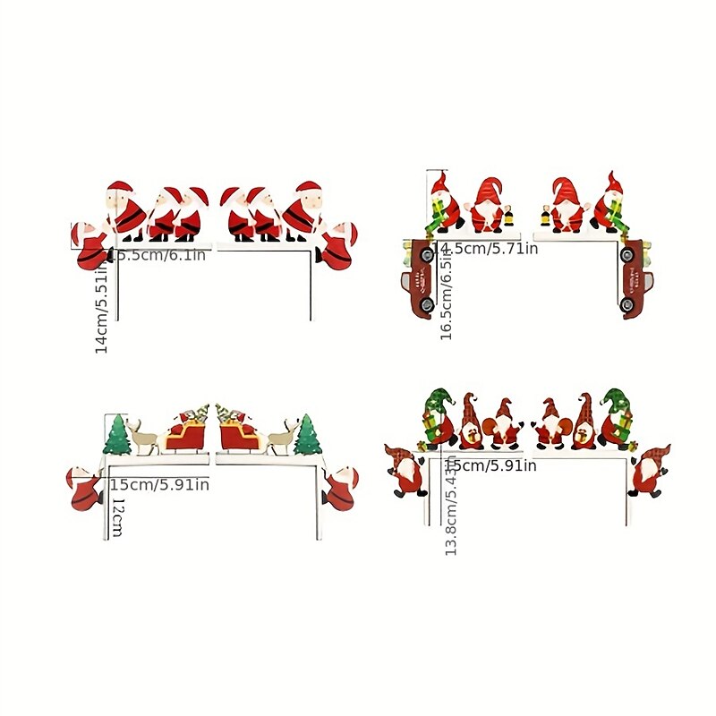1 sada rekvizit pro slavnostní dřevěné vánoční ozdoby - 4 styly pro rám dveří stolu a roh - Santa Claus a sváteční dekorace pro domov a pokoj 2025 - $10.99 –P1