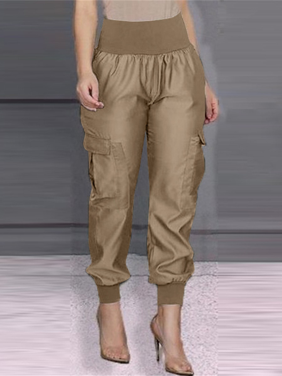 Women's Cargo Pants Pants Trousers Full Length Micro-elastic High Waist Fashion Streetwear Street Daily Black khaki S M Fall Winter 2023 - US $29.99 –P1