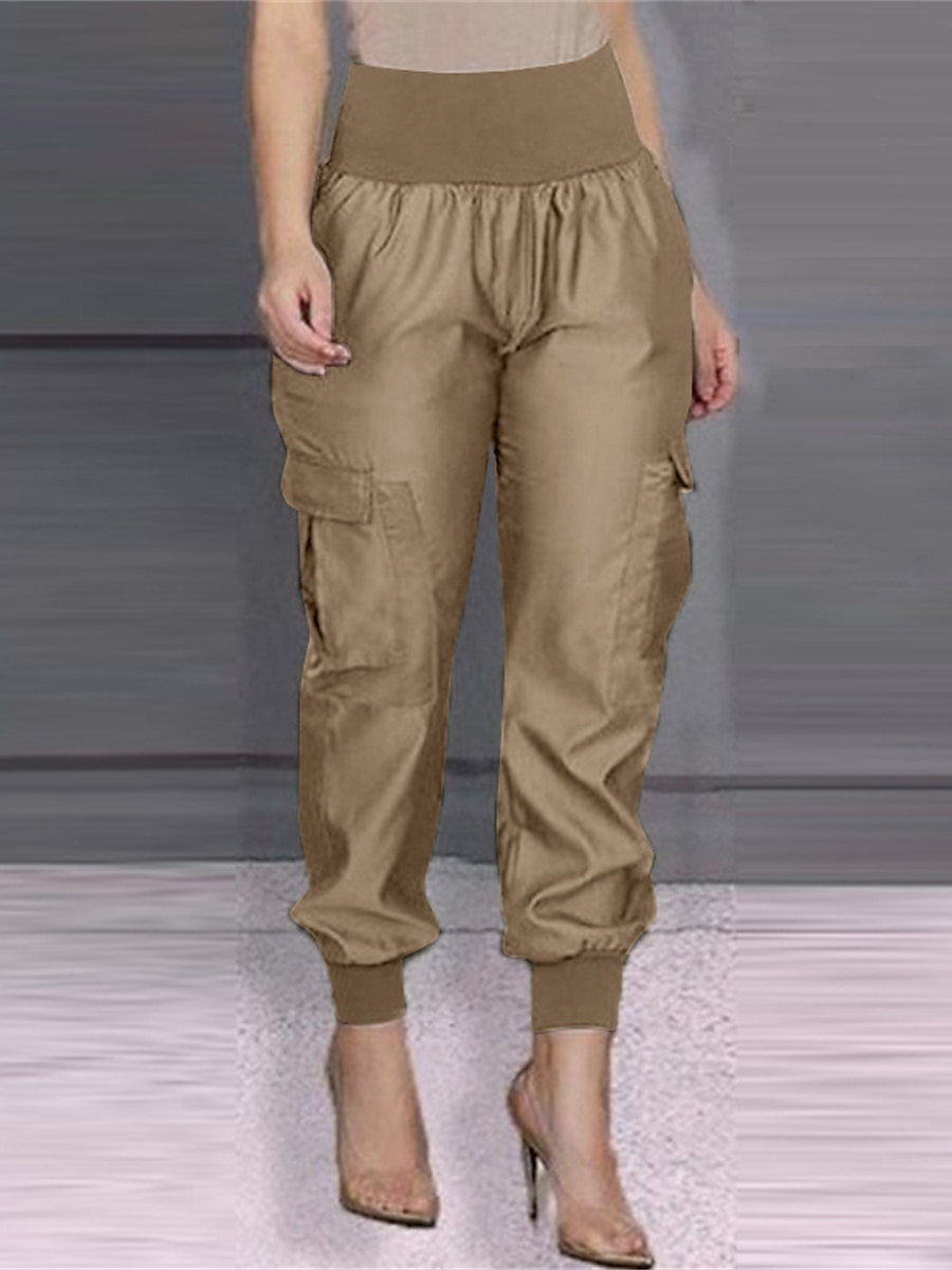 Women's Cargo Pants Pants Trousers Full Length Micro-elastic High Waist  Fashion Streetwear Street Daily Black khaki S M Fall Winter 2024 - $29.99