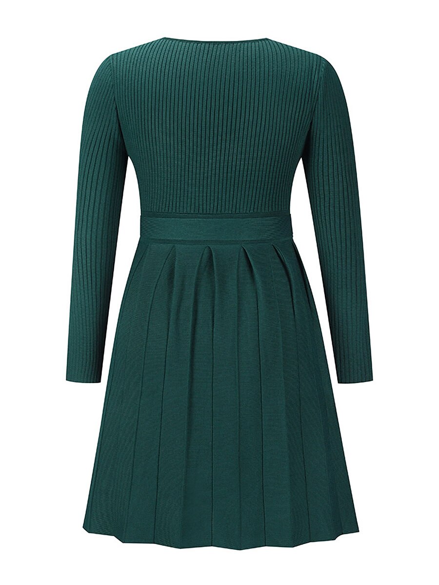 Robe Pull Robe en maille Femme Mini robe Extérieur du quotidien Sortie manche longue Surplis nouer devant Tricot Mode Plein Ample 2023 Noir Vert Kaki S M L XL XXL de 2025 ? $71.99 –P14