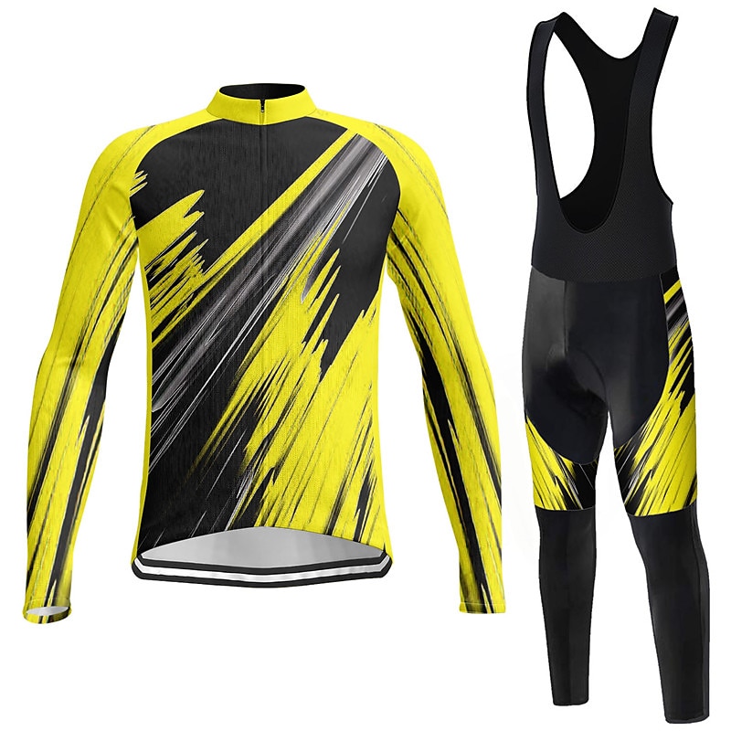 Herr Cykeltröja med Haklapp-tights Långärmad Bergscykling Vägcykling Vinter Gul Rubinrött Blå Grafisk Cykel Träningsdräkter 3D Tablett Andningsfunktion Snabb tork Bakficka Polyester Elastan sporter 2025 - $46.99 –P14