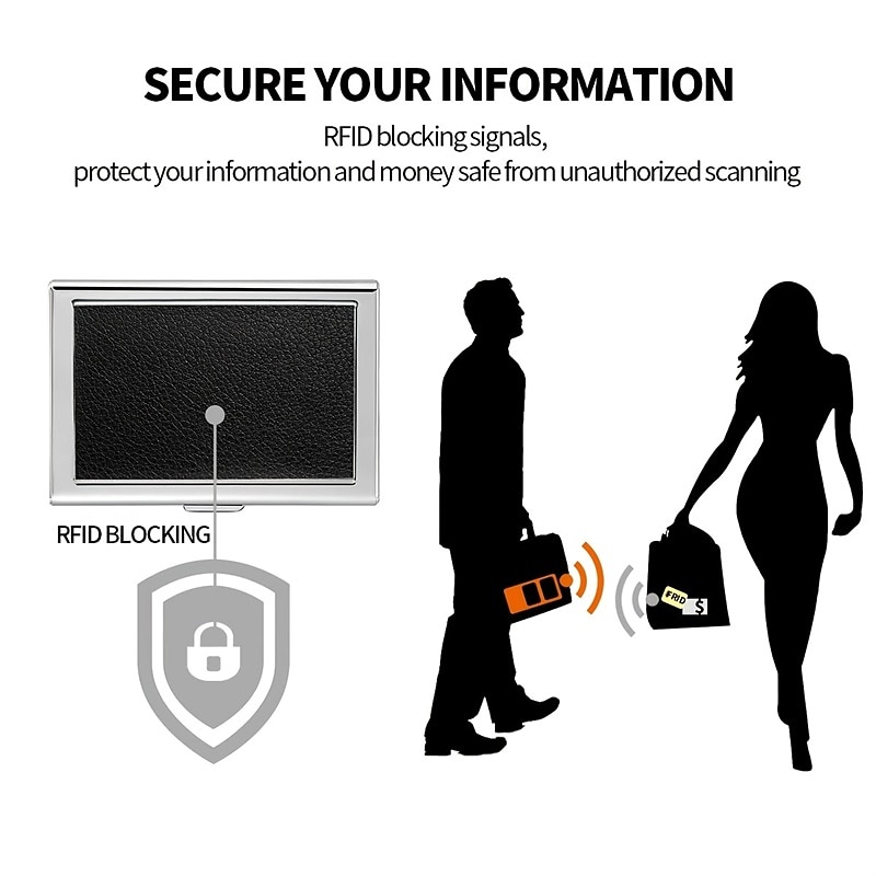 RFID Credit Card Holder Men Wallet Short Purse Stainless Steel And Leather Card Wallet 2025 - $8.99 –P5