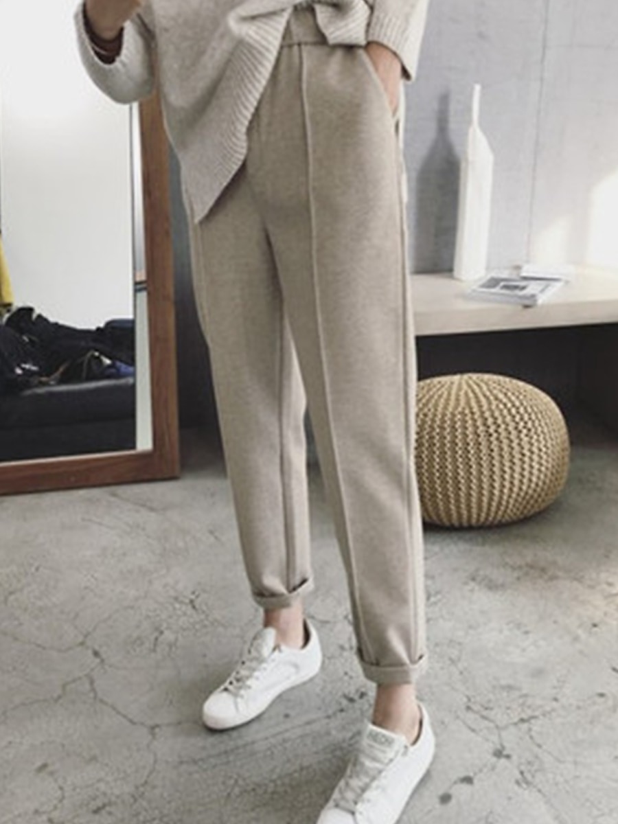 Per donna Pantaloni Eleganti Pantaloni in Pile Dritto Moda Streetwear Lunghezza intera Vita media Tinta unica Tasca Comodità Traspirabilità Morbido Micro-elastico Vacanza Streetwear Quotidiano Nero del 2026 a $29.99 –P1