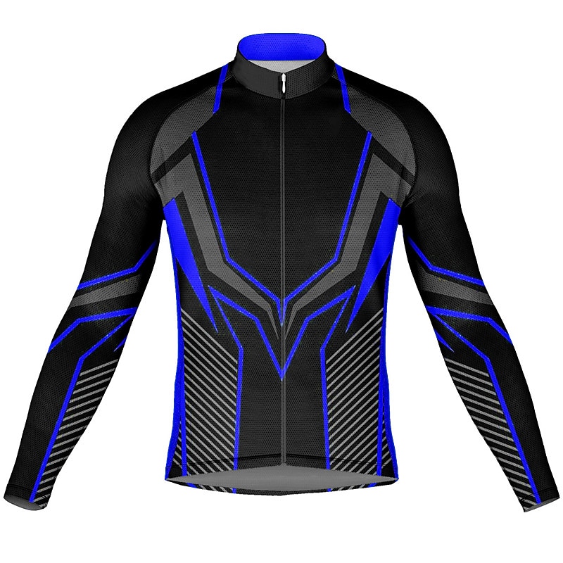 Herren Radtrikot Grafik Geometrisch Langarm Fahhrad Oberteil mit 3 Gesäßtaschen Mountainbike MTB Straßenradsport Schnelltrocknend Reflektierende Streifen Rückentasche Feuchtigkeitsableitend Sport 2025 - $34.99 –P8