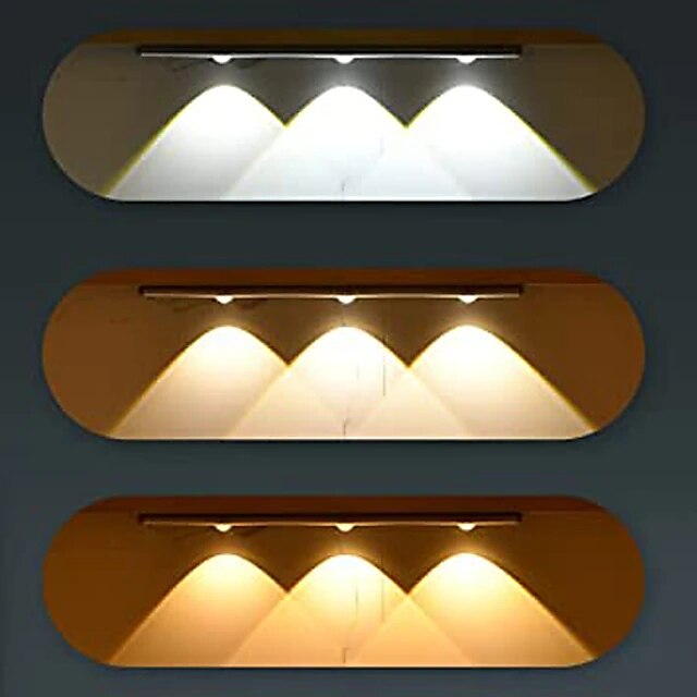 lumină de noapte cu led senzor de mișcare automată lumină led reîncărcabilă prin usb 3 culori reglare 20/30/40 cm 2/3 led pentru dulap de bucătărie iluminat canal scară 2025 - $19.99 –P1
