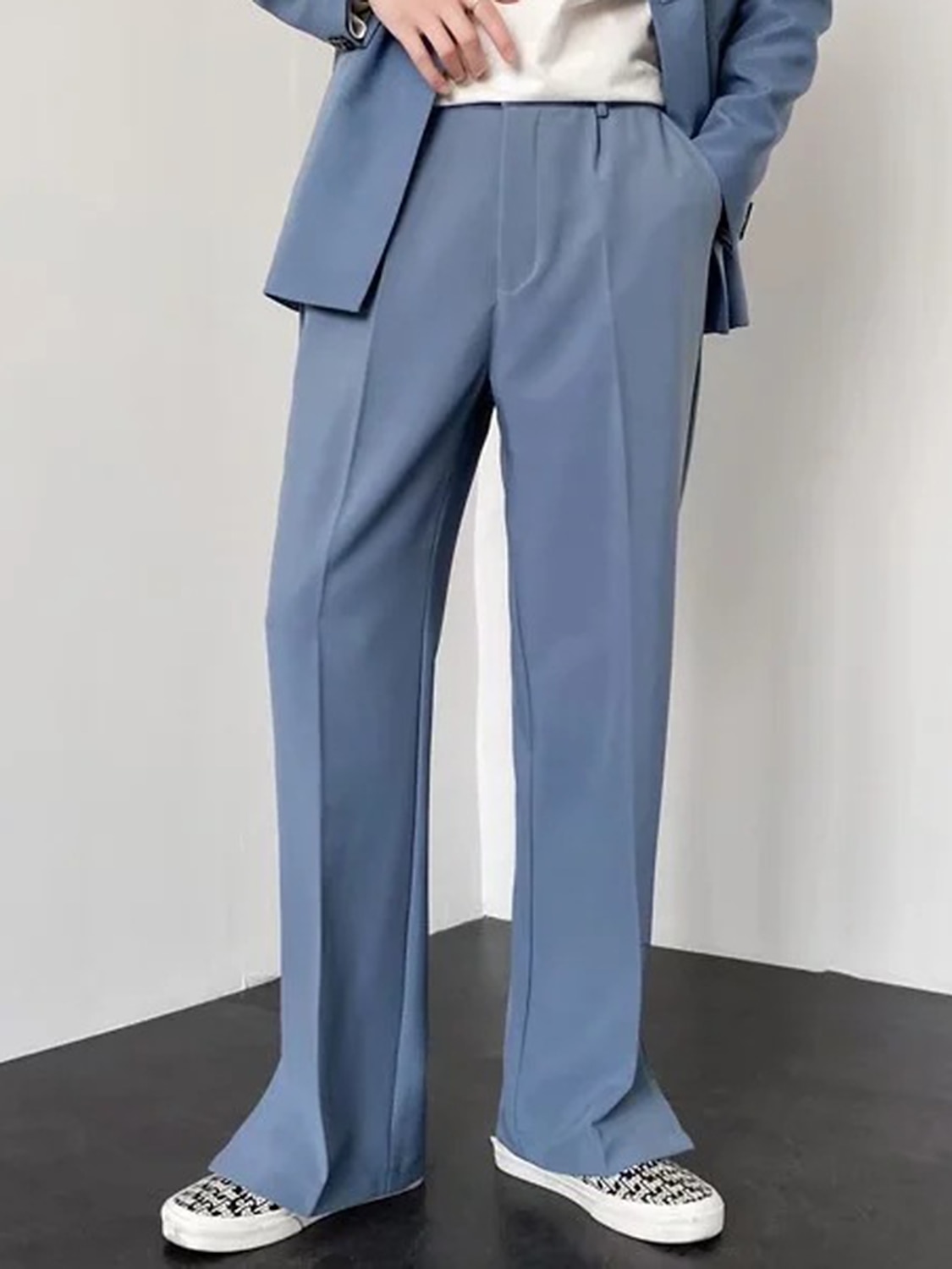 Pánské Oblekové Kalhoty Oblek Kalhoty Kapsy Elastický pas Bez vzoru Pohodlné Prodyšné Venkovní Denní Jdeme ven Módní Na běžné nošení Černá Vodní modrá 2026 - $30.99 –P9