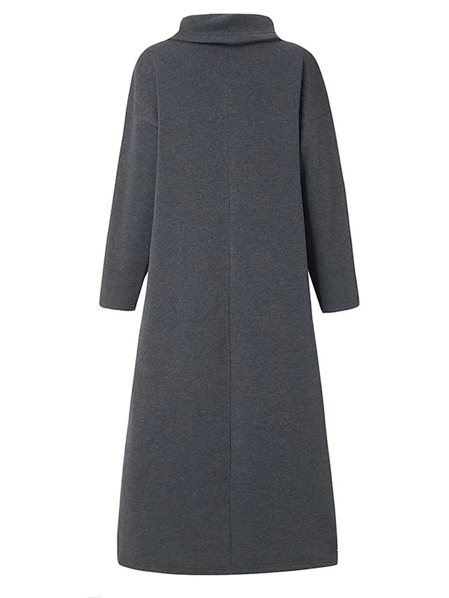 Robe casual Robe d'hiver Robe en coton et lin Femme robe longue Patchwork Fendu Extérieur du quotidien Sortie Actif Mode Col Roulé manche longue 2023 Ample Noir Gris M L XL XXL de 2025 ? $38.99 –P5