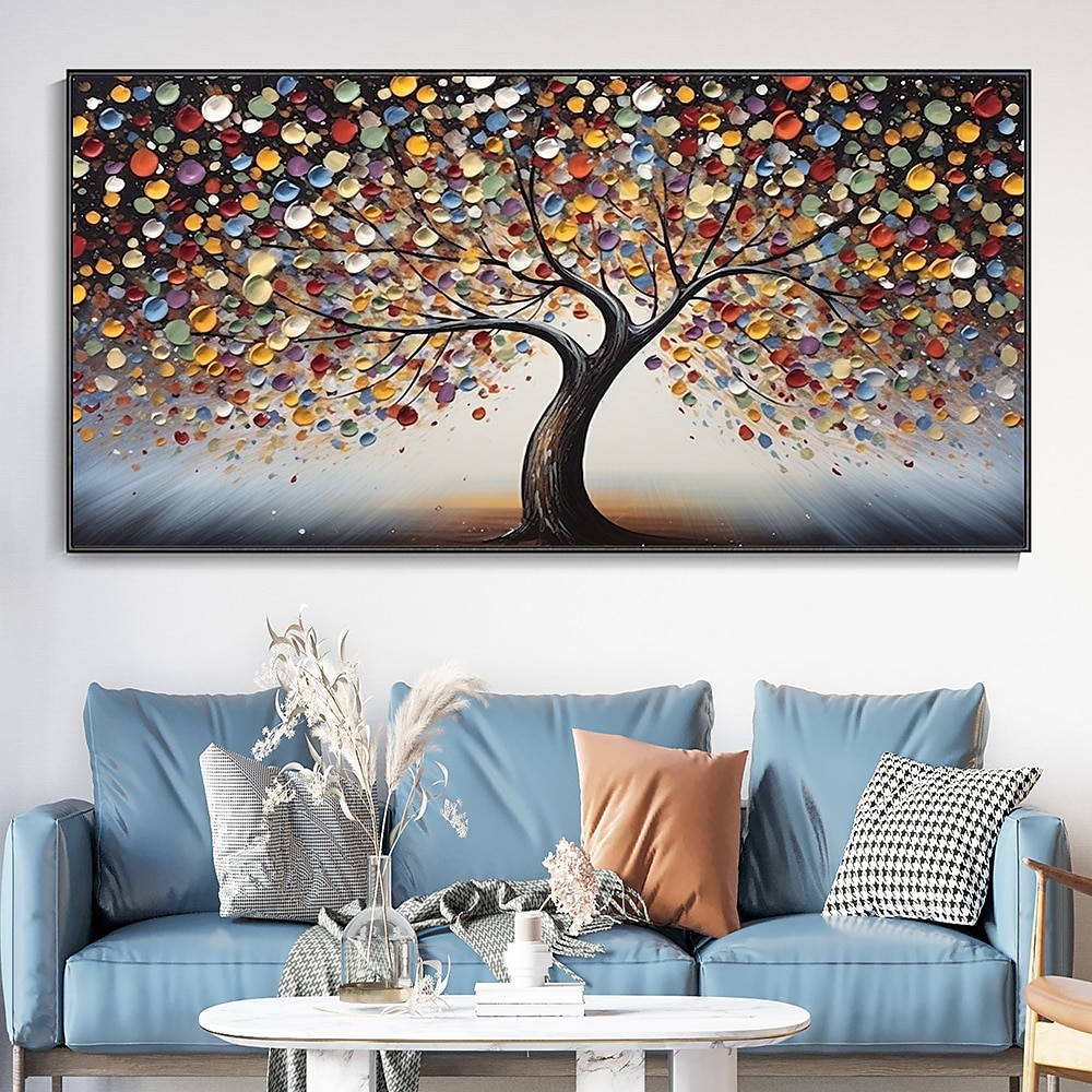 Hand Painted Wall Art Abstract Colorful Tree Canvas Oil Painting Handmade Textured Landscape  Painting Hand Painted Forest painting Home Decoration Decor Rolled Canvas 2025 - $69.99 –P1