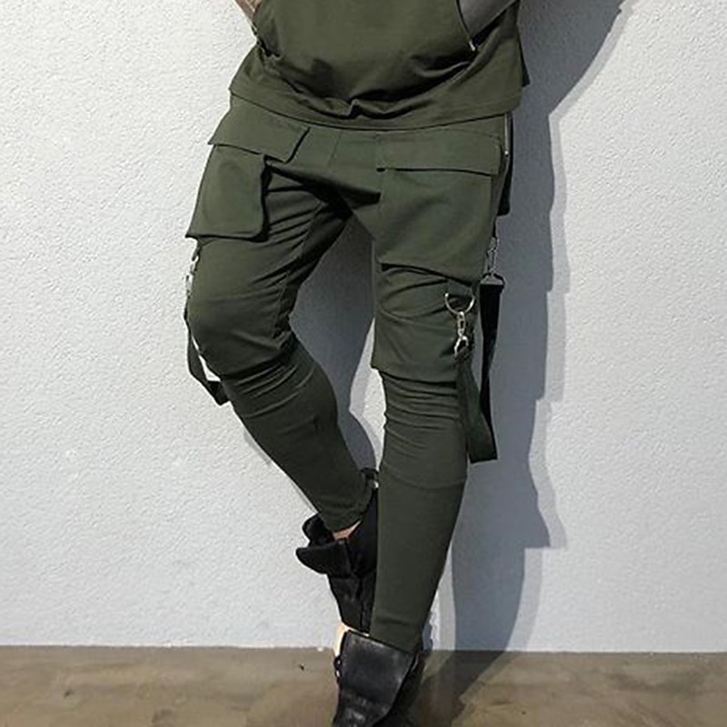 Per uomo Pantaloni cargo Abbigliamento tecnico Tasche Liscio Comfort Traspirante Esterno Giornaliero Per uscire Di tendenza Informale Nero Rosso del 2026 a $31.99 –P4