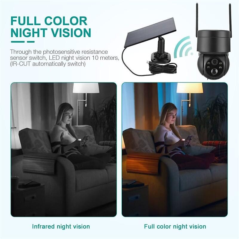 Solar Charging Waterproof Outdoor IP Security Surveillance Cam Wireless WiFi PTZ Camera Speed Dome CCTV Full Color Night Vision Motion Detection Built-in Large Batteries Two-Way Audio 2025 - $134.99 –P15