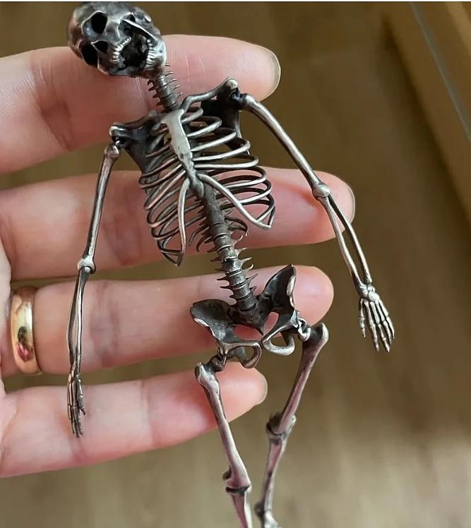 cadou de halloween 14 cm/5,51 inchi, pandantiv cu schelet pentru întregul corp din argint sterlind realizat manual - cadou de halloween 2025 - $23.99 –P5