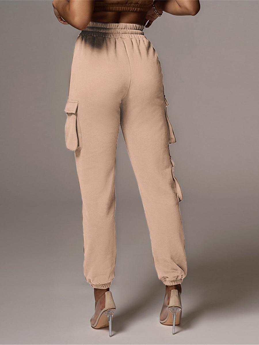 dámské cargo khaki kalhoty dlouhé bavlněné mikroelastické vysoký pas móda streetwear denní jablko zelená černá s m podzim zima 2025 - $29.99 –P1