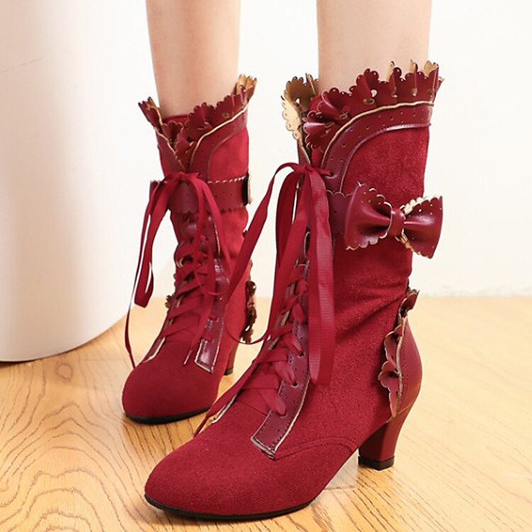 Mujer Botas Zapatos de Navidad Bullock Zapatos Tallas Grandes Exterior Navidad Diario Color sólido Botines Botines Invierno Encaje Tacón de gatito Dedo redondo Elegante Casual Minimalismo Zapatos de 2025 - $59.99 –P6