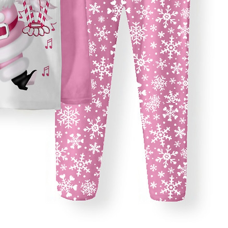 Flickor 3D jultomten Pyjamas set Långärmad 3D-tryck Höst Vinter Aktiv Mode söt stil Polyester Barn 3-12 år Rund hals Hem Casual Inomhus Normal 2025 - $18.99 –P2