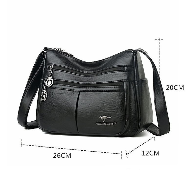 női műbőr crossbody táska - több zsebes vállas kézitáska cipzárral a mindennapi alkalmi használatra 2025 - $24.99 –P11