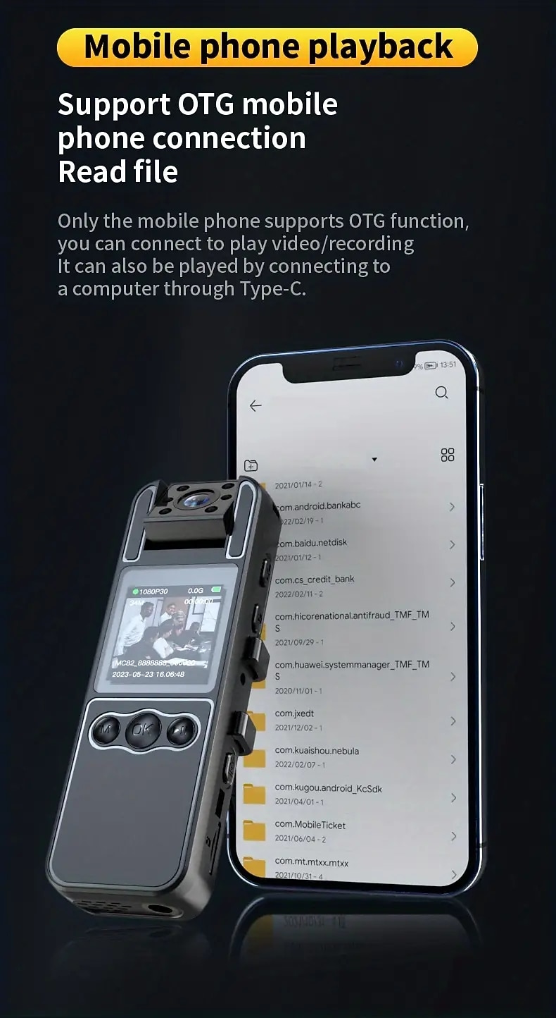 1080P Ultra Clear Camera No WiFi Function Mini Back Clip-on Camera Recorder Can Flip Lens Small Security Portable Camera 1.3 Inch Color Screen Side Recording Side Viewing Suitable For Home And 2025 - $83.99 –P12