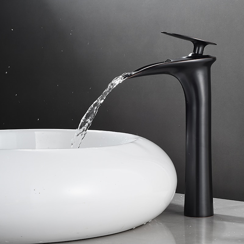 Bathroom Sink Faucet - Waterfall Electroplated / Painted Finishes Centerset Single Handle One HoleBath Taps 2025 - $97.99 –P7