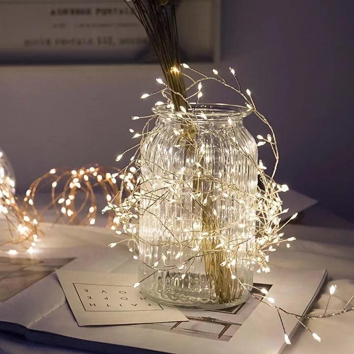Christmas LED Firecracker String Lights 3m 100LEDs 6m 200LEDs 8 Modes Lighting Battery Operated LED Copper Wire Light  for Christmas Tree Wedding Party Holiday Home Decoration 2025 - $11.99 –P6