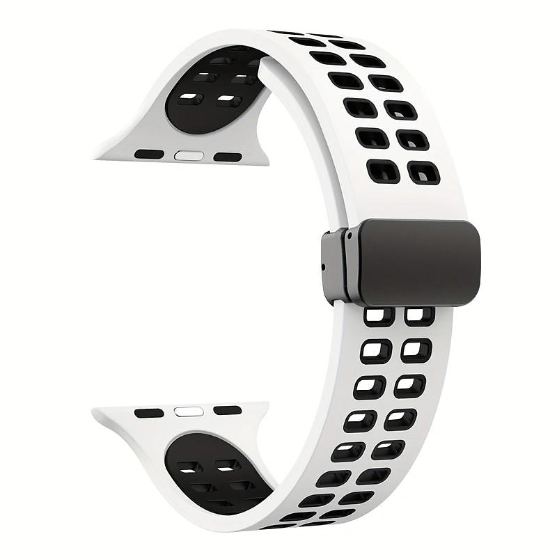 Bracelets de montre intelligente pour Apple Watch 44 mm 40 mm 49 mm 38 mm 45 mm 41 mm 42 mm bracelet en silicone bicolore sport pour femme + bracelet de remplacement à fermoir en D magnétique pour de 2025 ? $13.99 –P5