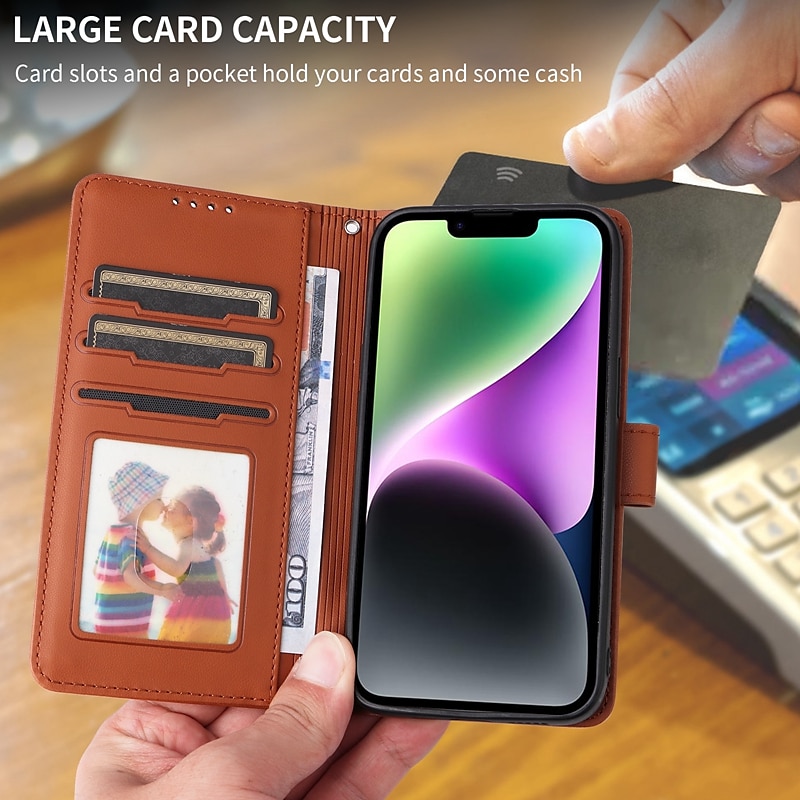 Phone Case For iPhone 17 Pro Max 17 Air 16 15 14 Pro Max Plus 13 12 11 Pro Max Mini Magnetic Adsorption Wallet Case with Stand Holder Magnetic Full Body Protective Solid Color TPU PU Leather 2025 - $16.99 –P7