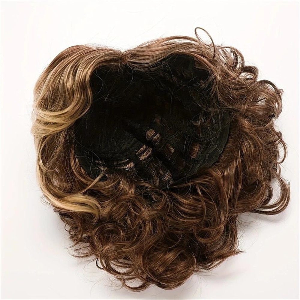 Synthetische Perücken Lockig Gerader Pony Perücke Blond Kurz Blond Synthetische Haare Damen Weich Natürlich Verstellbar Blond 2025 - $28.99 –P7