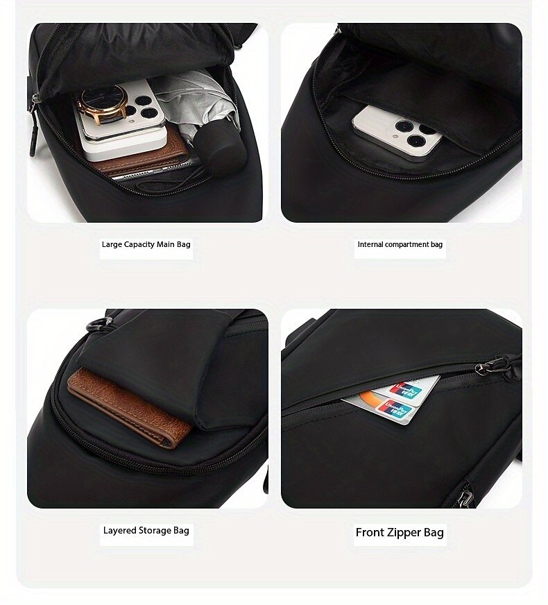 Anti-Diefstal Schouder Sling Rugzak - Waterproof Krassenbestendig Lichtgewicht Schouderrugzak met USB-oplaadpoort Ideaal Cadeau voor Mannen 2026 - $14.99 –P7