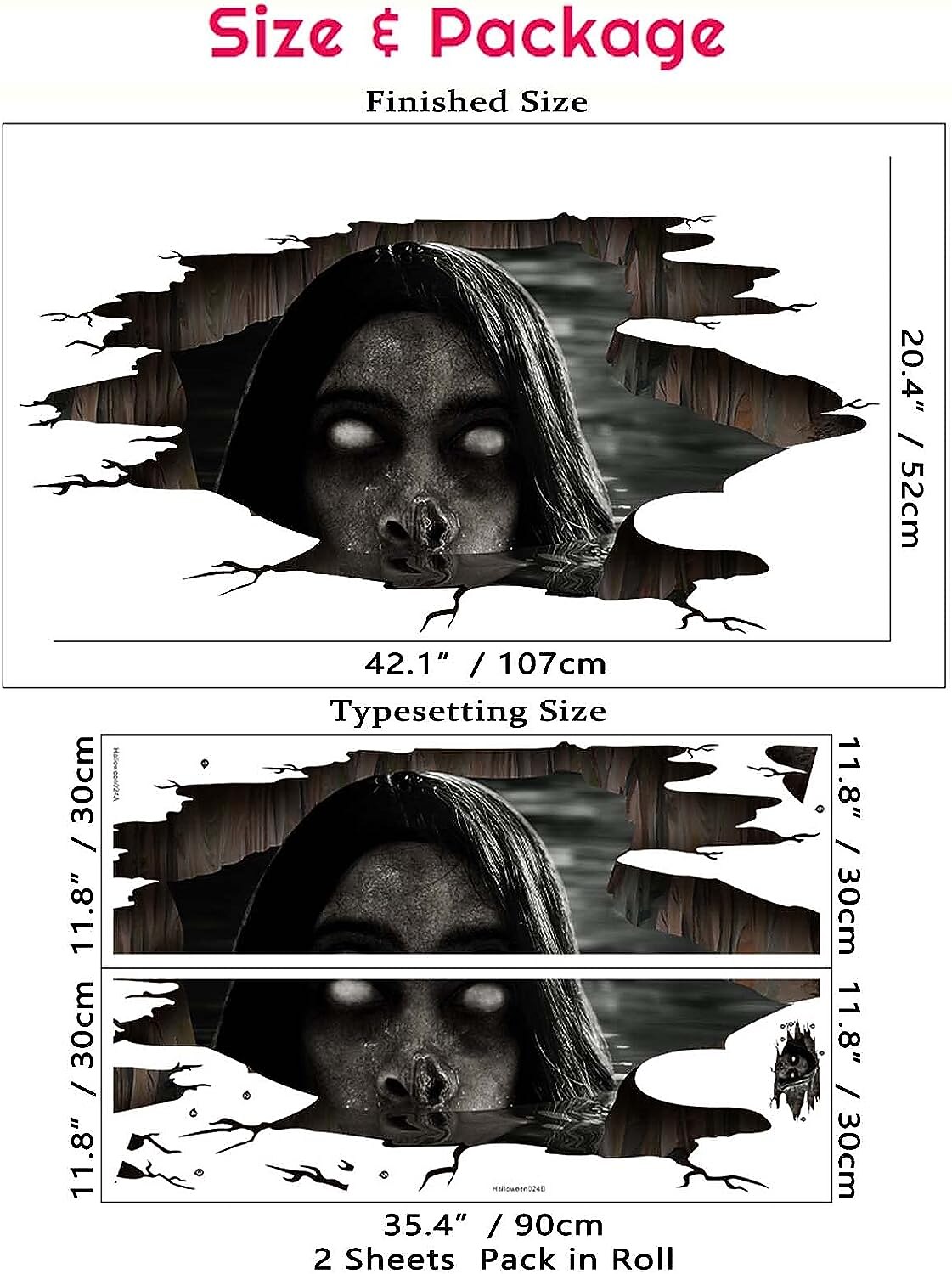 3d halloween gulvveggdekorer, avtagbare spøkelses halloween veggklistremerker dekorasjoner, skumle halloween dekaler for veggdekor dekorasjoner for soverommet, halloween vindu klamrer seg til glassvinduer 2025 - $5.99 –P1