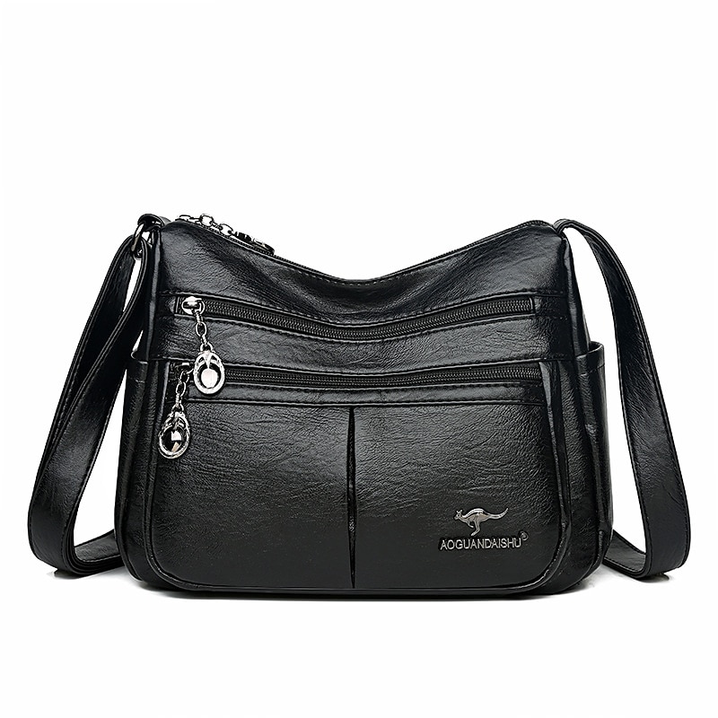 női műbőr crossbody táska - több zsebes vállas kézitáska cipzárral a mindennapi alkalmi használatra 2025 - $24.99 –P14