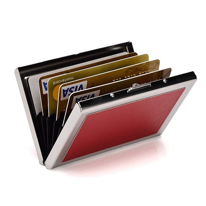 RFID Credit Card Holder Men Wallet Short Purse Stainless Steel And Leather Card Wallet 2025 - $8.99 –P15