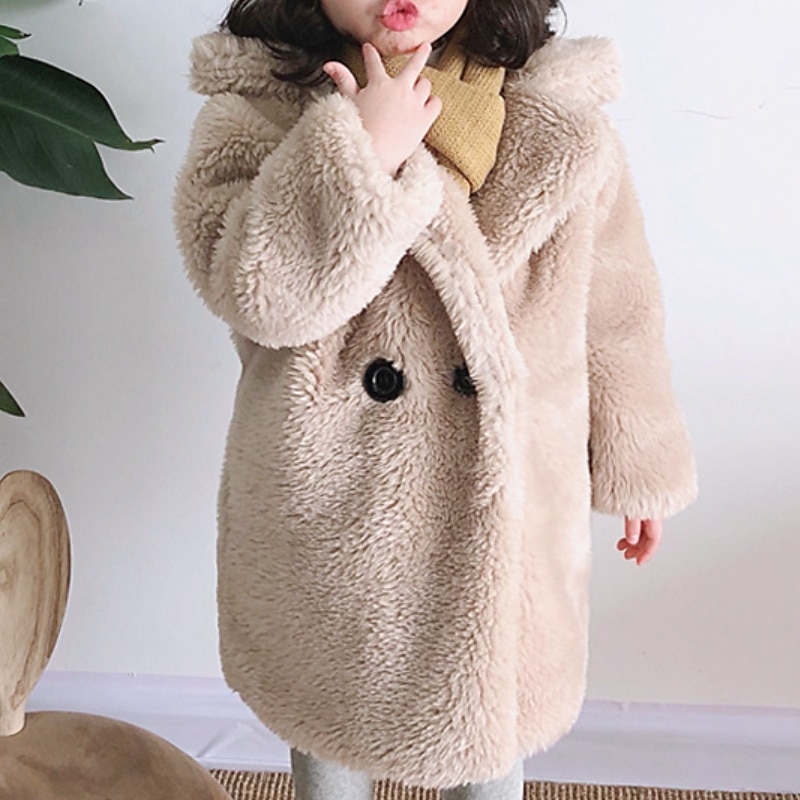 Kids Girls' Faux Fur Coat Solid Color Fashion Tassel Fringe Formal Coat Outerwear 2-12 Years Spring White Yellow Pink 2026 - $33.99 –P7