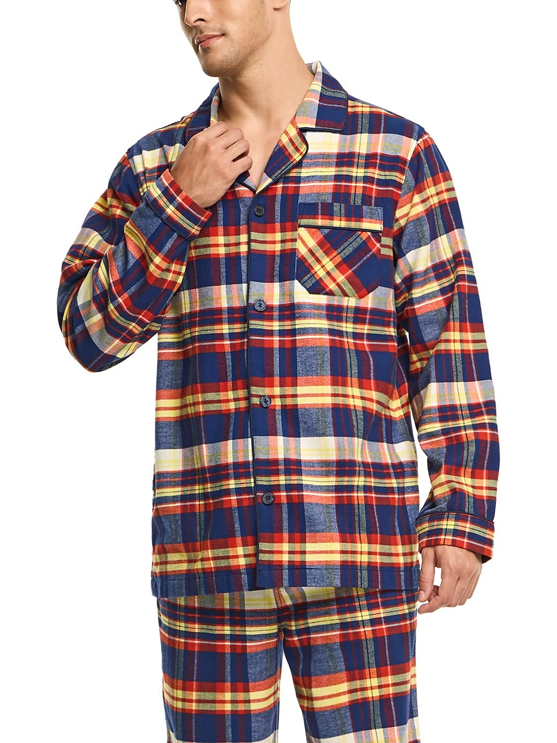 Homens Loungewear Roupa de Dormir Conjunto de Pijama Top e calça de pijama 2 Peças Xadrez à moda Casual Conforto Casa Diário Algodão Conforto Lapela Manga Longa Camisa Social Calça Com Cordão Cintura de 2025 por $30.99 –P5