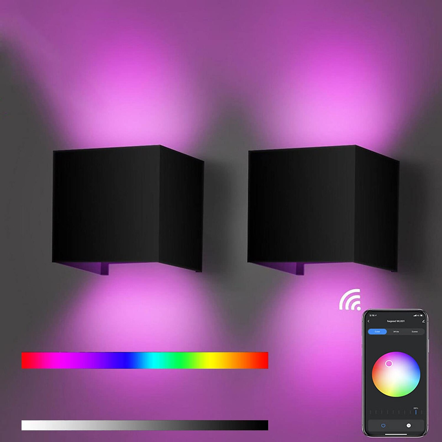 led sisä-/ulkoseinävalaisin rgb-seinävalaisimet 3000k sisäseinävalaisin seinävalaisin alexa tuya app ohjaus vedenpitävä ip65 ulkoseinävalaisin 85-265v 2025 - $66.99 –P6