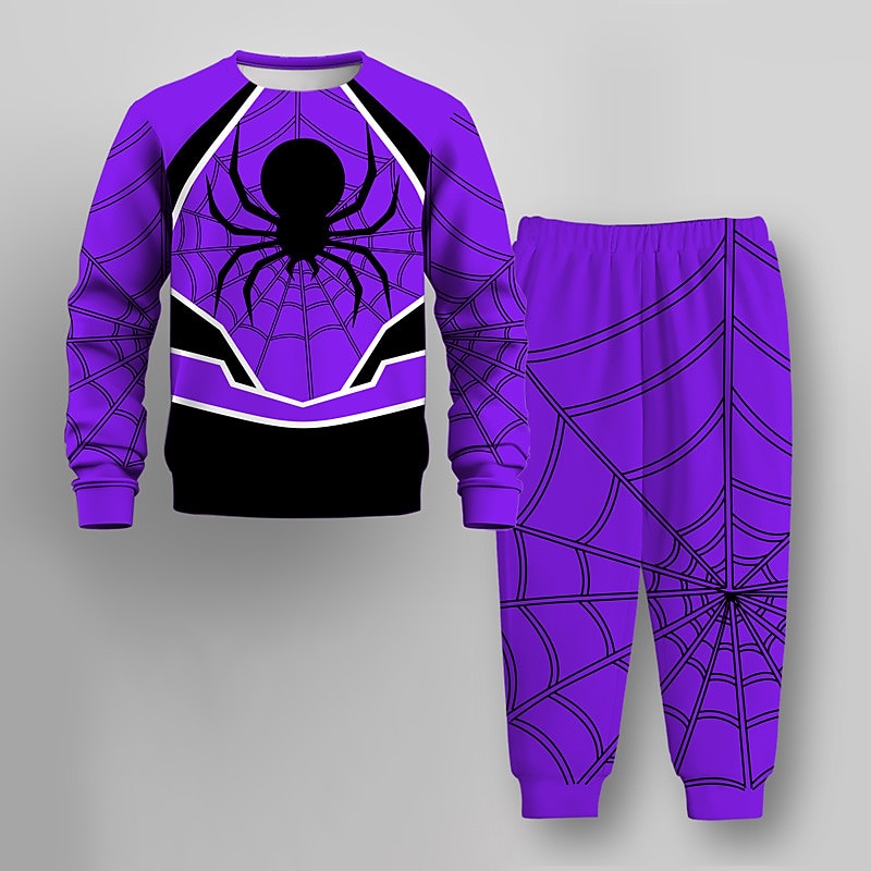 Pojkar 3D SPIDER Sweatshirt & Sweatpants Set Set Långärmad 3d-utskrivning Höst Vinter Aktiv Mode Häftig Barn 3-12 år Rund hals Utomhus Semester Gata Normal 2025 - $23.99 –P6