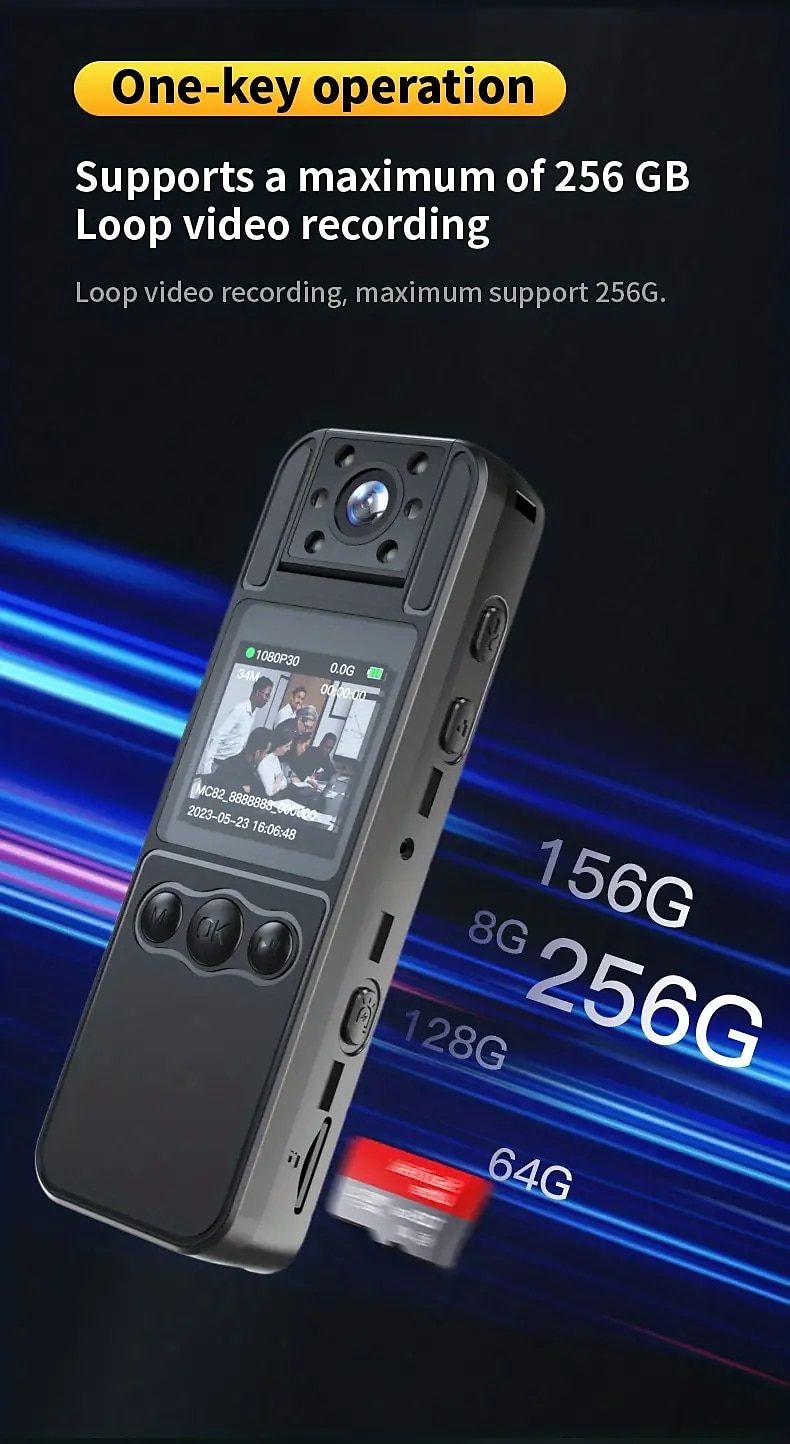 1080P Ultra Clear Camera No WiFi Function Mini Back Clip-on Camera Recorder Can Flip Lens Small Security Portable Camera 1.3 Inch Color Screen Side Recording Side Viewing Suitable For Home And 2025 - $83.99 –P6