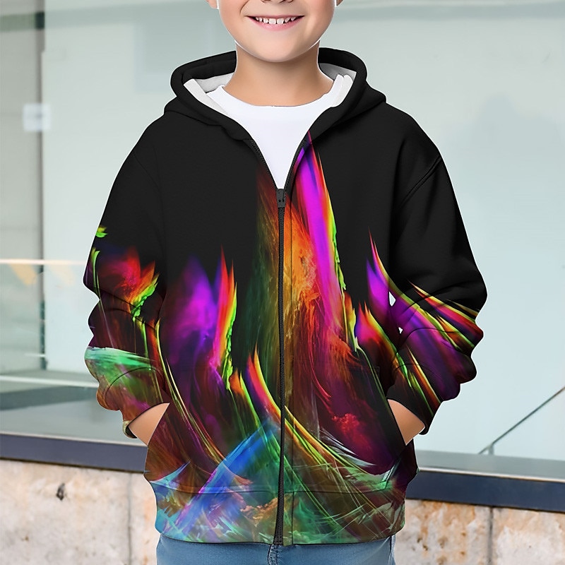 pojkar 3d grafisk huvtröja ytterkläder långärmad 3d-tryck höst vinter mode streetwear cool polyester barn 3-12 år utomhus casual daglig normal passform 2025 - $18.49 –P4