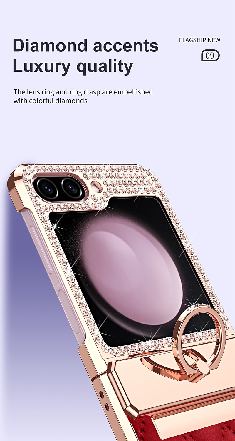 Phone Case For Samsung Galaxy Z Flip 7 Z Flip 6 Z Flip 5 Z Flip 4 Z Flip 3 Back Cover Shockproof Crystal Diamond TPU PU Leather 2025 - $29.99 –P10