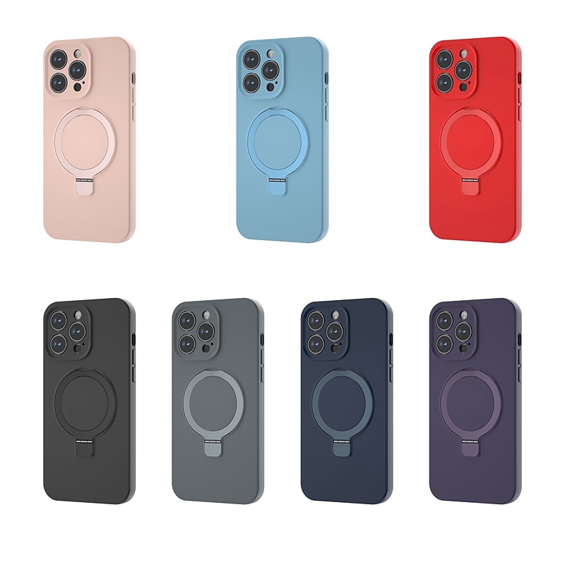 puhelin Etui Käyttötarkoitus iPhone 13 12 Pro Max Takakuori Magsafen kanssa Tukee langatonta latausta Tukijalka Iskunkestävä Yhtenäinen väri silikageeli Silikoni 2025 - $20.99 –P9