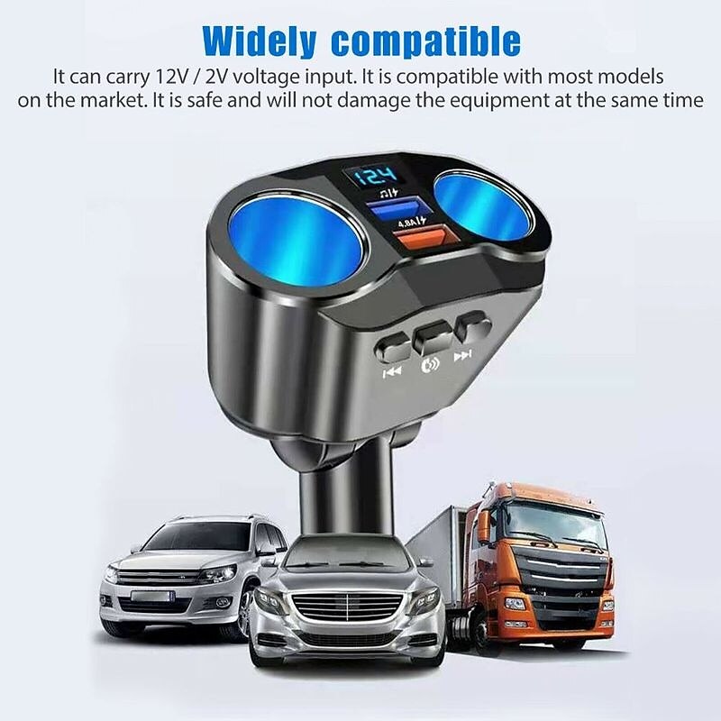 Bluetooth 5.0 Dual USB Car Charger - 4.8A Fast Charging Adapter, Cigarette Lighter Socket Splitter for Phone Charging 2025 - $20.99 –P7