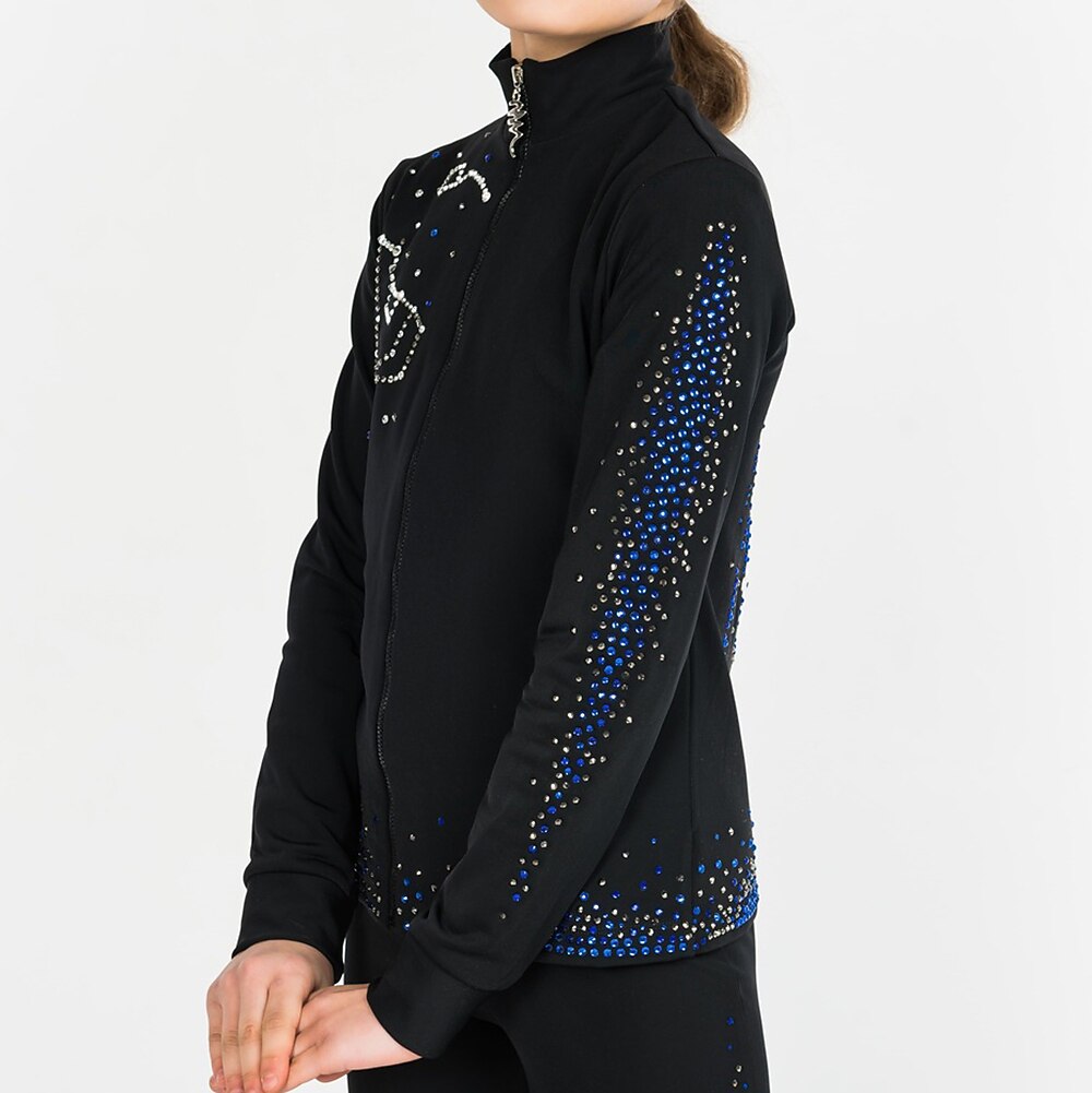 Fleecejack voor kunstschaatsen Dames Voor meisjes Schaatsen Jack Kleding Bovenlichaam Zwart Rekbaar Opleiding Wedstrijd Kunstschaatskleding Thermisch Warm Kristal / Bergkristal Lange mouw Schaatsen 2025 - $78.99 –P6