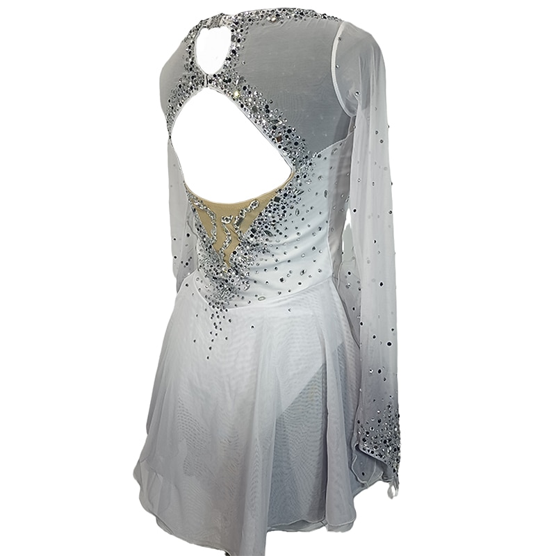 Φόρεμα για φιγούρες πατινάζ Γυναικεία Κοριτσίστικα Patinaj Φορέματα Λευκό Κουρελού Οπή για τον αντίχειρα Δίχτυ Σπαντέξ Ελαστικό Εκπαίδευση Εξάσκηση Επαγγελματική Ενδυμασία πατινάζ Κρύσταλλο / Στρας 2026 - $223.99 –P5