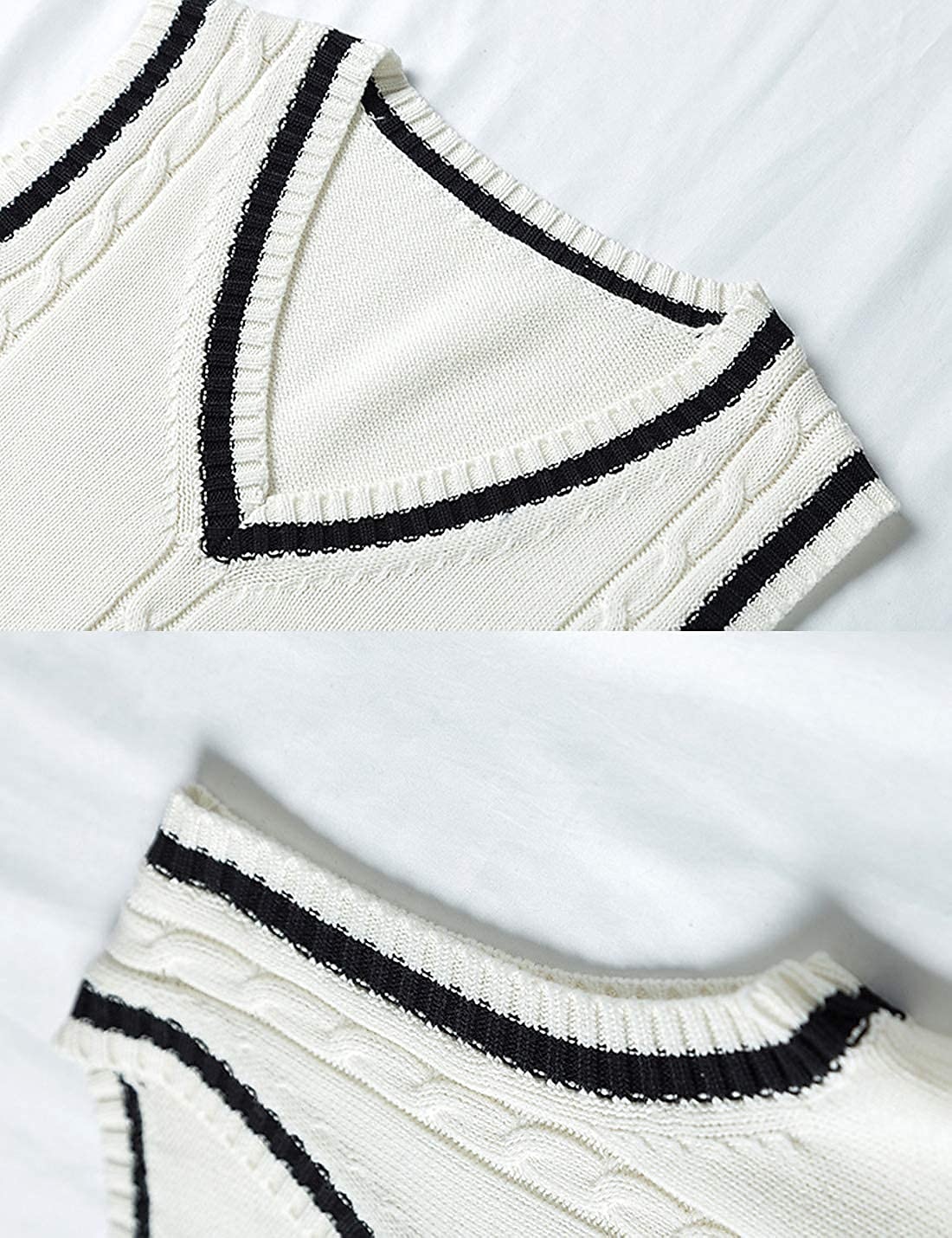 Women's Sweater Vest Pullover Sweater Jumper V Neck Ribbed Knit Acrylic Stripe Lantern Sleeve Summer Spring Fall Regular Home Daily Stylish Casual Soft Long Sleeve Geometric Color Block Black White 2023 - US $25.99 –P2