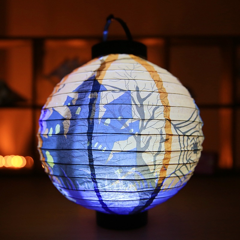 Halloween Paper Lantern Pumpkin Bat Spider Skeleton Castle LED Lantern Light for Indoor Outdoor Halloween Party Decor 2025 - $9.49 –P7