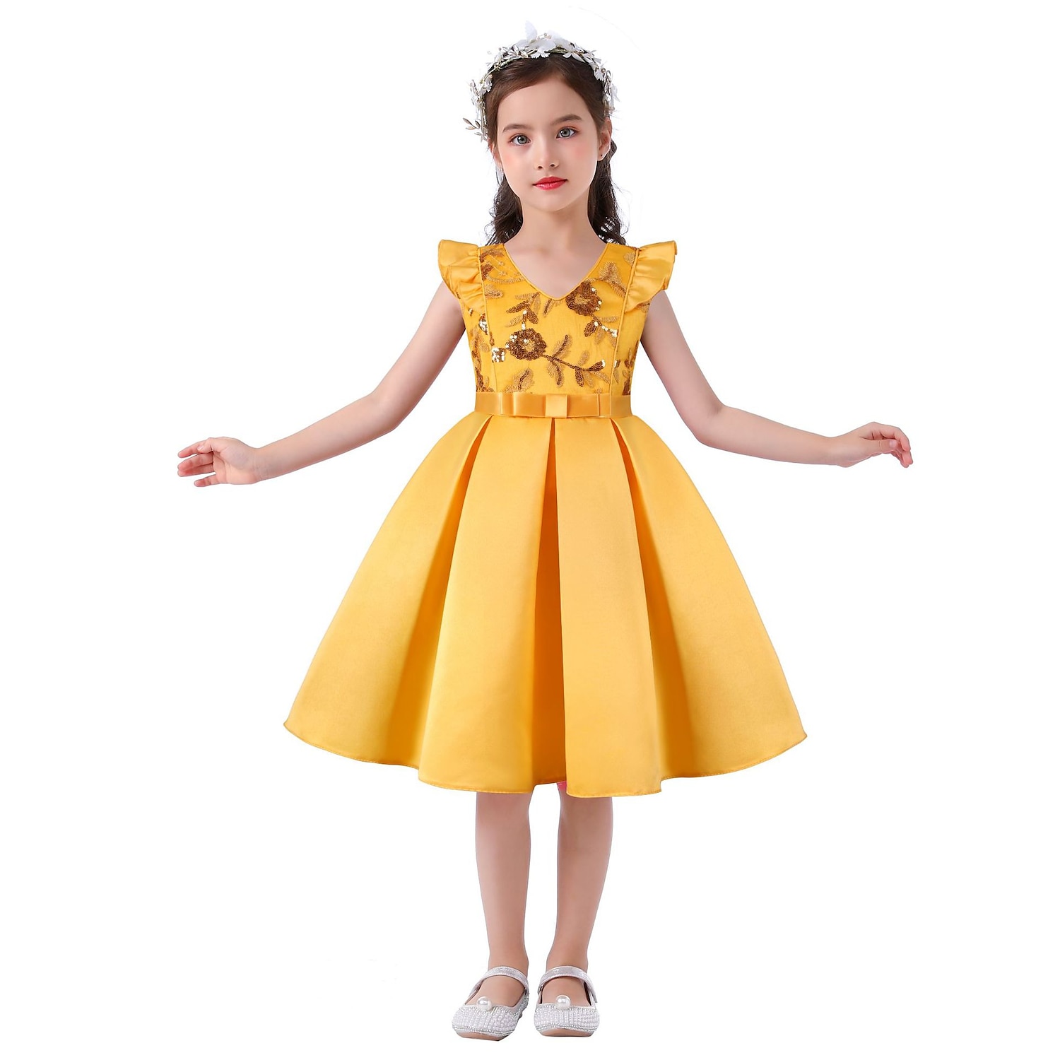 Kids Girls' Party Dress Solid Color Sleeveless Formal Performance Wedding Lace Adorable Daily Beautiful Cotton Midi Party Dress Floral Embroidery Dress Flower Girl's Dress Summer Spring Fall 3-10 2025 - $28.99 –P10